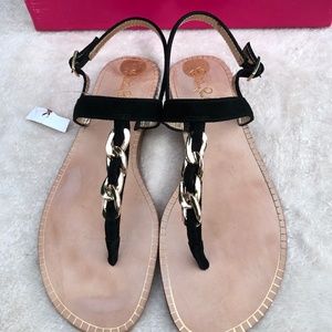 Lilly Pulitzer Womans Black Largo T- strap Sandal 6M